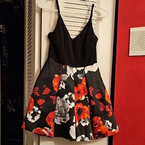 Speechless Black Dress with Floral Accents
